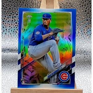 2021 Topps Chrome Ben Baller #26 Brailyn Marquez Blue Refractor RC SP 26/75